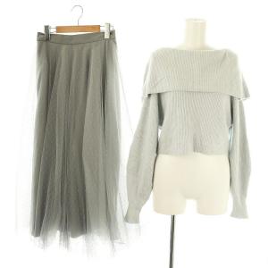 23AW オフショルニットプルオーバー チュールスカート セットアップ 1 ライトブルー グレー /ES