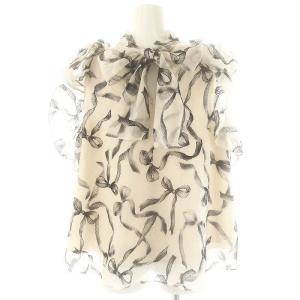 SNIDEL 24SS Sustainableリボンスリーブオーガンブラウス ノースリーブ F アイボリー ブラック