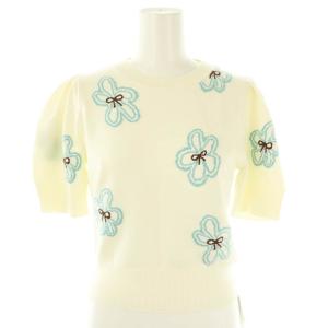 25SS フラワーモチーフニットプルオーバー セーター 半袖 F オフホワイト /HK OS