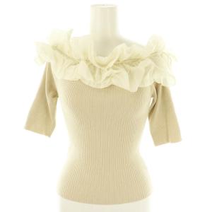 24AW ツイストカラーコンビオフショルプルオーバー ニット セーター F ライトベージュ アイボリー