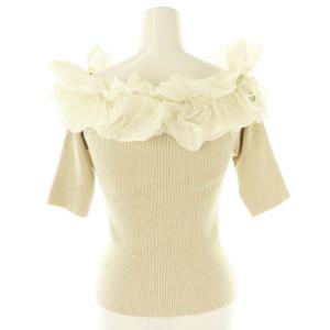 FRAY I.D 24AW ツイストカラーコンビオフショルプルオーバー ニット セーター F ライトベージュ アイボリー