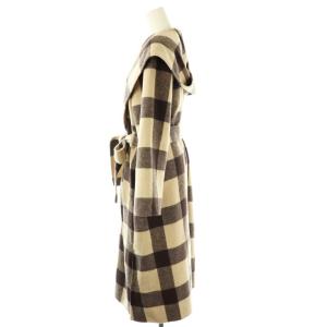 SNIDEL 23AW フードチェックコート アウター 1 ダークブラウン ベージュ /ES OS