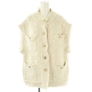 23AW ツイードロングニットベスト 2 ホワイト /HK OS