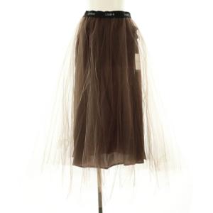 24AW Tulle Skirt チュールスカート フレア ナイロン ペチコート付き 9 茶 /MI OS
