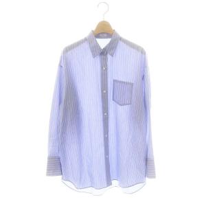 24SS キュプラコットンシャツ チュニック丈 ストライプ 青 白 /MI OS