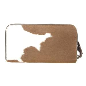 長財布 カウレザーロングウォレット ハラコ 茶 ブラウン /JS