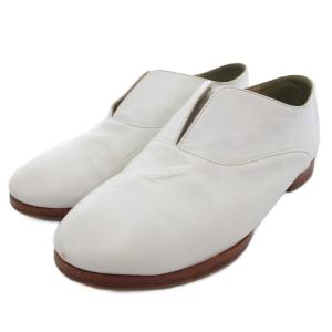 スリッポン シューズ アーモンドトゥ レザー M 白 ホワイト /JS