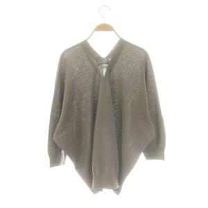 plantation コットン カーディガン ニット Vネック M グレー /DF OS