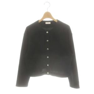 24SS イギージャージー ショートカーディガン ノーカラー 36 ブラック /DF OS