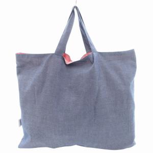 Familiar ハンドバッグ トート クマ刺繍 裏地チェック 紺 ネイビー /GV