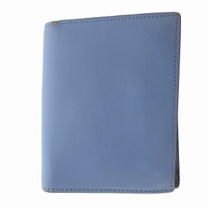 FENDI 二つ折り財布 ウォレット ロゴ金具 レザー 水色 ブルー /FF