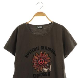 HYSTERIC GLAMOUR FLOWER POWER Tシャツ カットソー フレンチスリーブ F グレー /AT OS SH