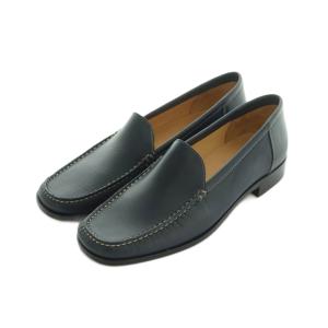 レザードライビングシューズシューズ ローファー US7 37.5 24.5cm ネイビー /MI OS
