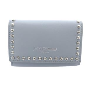 FOLD WALLET WITH STUDS 財布 三つ折り レザー ロゴ 水色 ブルー /SR6