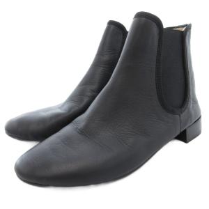 ショートブーツ サイドゴア ローヒール 35 22cm 黒 ブラック /AE