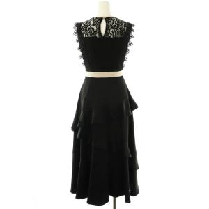 EmiriaWiz ヘムフリルワンピース ロング ノースリーブ S ブラック ライトベージュ /DO OS