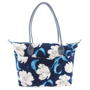 ピュアリティ トートバッグ シュニール織 花柄 紺 ネイビー /AE
