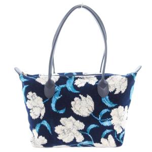 FEILER ピュアリティ トートバッグ シュニール織 花柄 紺 ネイビー /AE