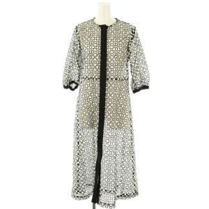 カットワークワンピース 36 黒 白 /MI OS