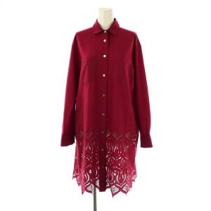 カットワークシャツ 長袖 36 レッド /DO OS