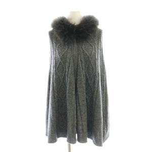 ファー付き ニットケープ ポンチョ ラメ 38 グレー /AT OS
