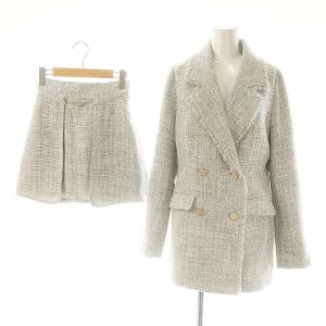 24AW セットアップ ツイード テーラードジャケット ショートパンツ スカパン ラメ F グレー 白