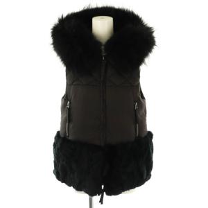 ヘムファーダウンベスト ジップアップ 36 黒 ブラック /AT OS