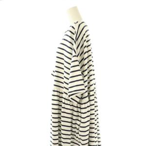 nest Robe アリゾナコットンボーダーワンピース ロング 半袖 F ホワイト ネイビー /DF OS