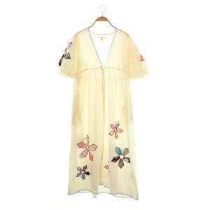 24SS インド アップリケワンピース シャツワンピース ロング F アイボリー マルチカラー /DF