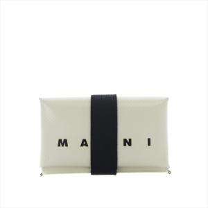 財布 3つ折り コンパクトウォレット ゴムバンド 小銭入れ ロゴ 白 ホワイト PFMI0007U2 P3572