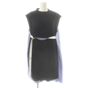 23-06629 Thomas Mason ノースリーブワンピース 2 ブルー ネイビー