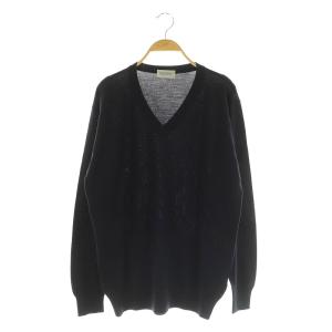 Vネック ウール ニット セーター 長袖 S ネイビー /MY OS AD