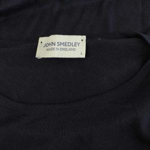 JOHN SMEDLEY 半袖 コットン ニット カットソー クルーネック イギリス製 L ネイビー /MY OS AD