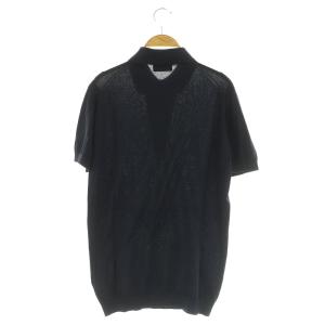 JOHN SMEDLEY コットン ニット ポロシャツ 半袖 イギリス製 S ネイビー /MY OS AD