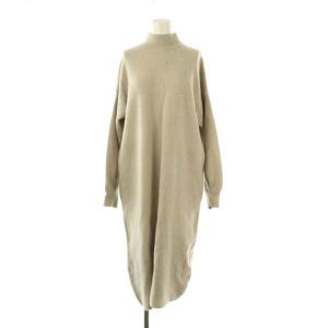ハイネックニットワンピース ロング 長袖 ウール 1 ライトベージュ /DO OS