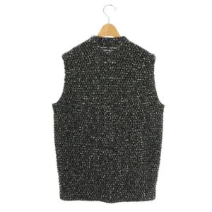 自由区 24SS ツイード調ニットジレ ベスト ロング 38 ブラック マルチカラー /DO OS