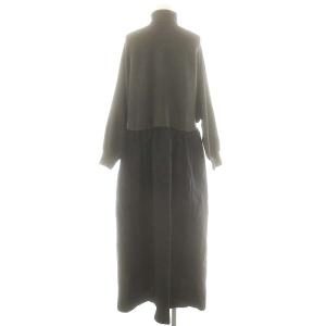 BEARDSLEY 24AW ニットコンビギャザーワンピース ウール混 切替 1 黒 グレー /MI OS