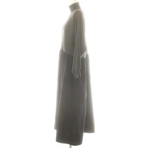 BEARDSLEY 24AW ニットコンビギャザーワンピース ウール混 切替 1 黒 グレー /MI OS