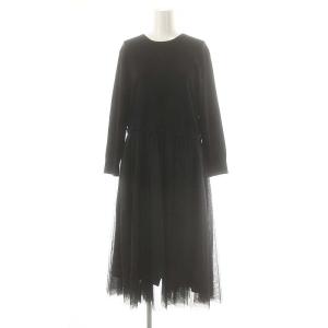 vingt-trois 24SS 【洗える】チュールコンビ ワンピース ニット切替 40 紺 /MI OS