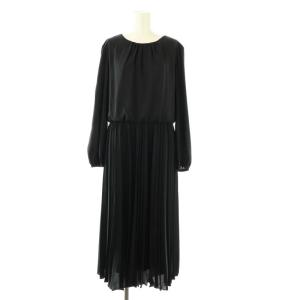 近年モデル 【洗える】ジョーゼットプリーツワンピース 長袖 ロング 3 ダークネイビー /DO OS