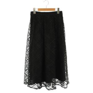 チェック ロングスカート フレア マキシ タック 38 黒 ブラック /AT OS