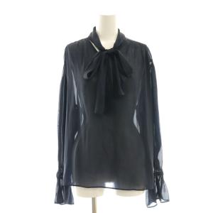 25SS シアー割線ボウタイブラウス 長袖 シースルー F 紺 ネイビー 25051240700010