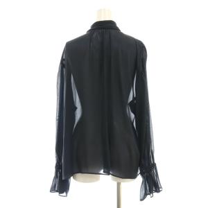 NOBLE 25SS シアー割線ボウタイブラウス 長袖 シースルー F 紺 ネイビー 25051240700010