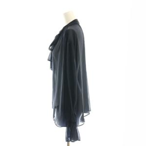 NOBLE 25SS シアー割線ボウタイブラウス 長袖 シースルー F 紺 ネイビー 25051240700010