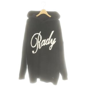 もこもこフーディー ニット パーカー F 黒 ブラック /SS OS