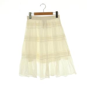 コットン レース ギャザースカート ひざ丈 F 白 ホワイト /AT OS