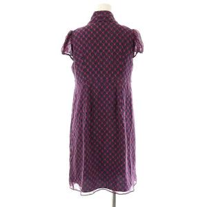 HYSTERIC GLAMOUR PLAYBOY シルク半袖シャツワンピース F ネイビー ピンク /DO OS