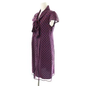 HYSTERIC GLAMOUR PLAYBOY シルク半袖シャツワンピース F ネイビー ピンク /DO OS