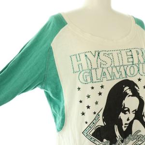 HYSTERIC GLAMOUR ガールプリント ラグランTシャツ カットソー 長袖 F 白 ホワイト 緑 グリーン /SS OS