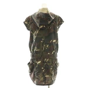 HYSTERIC GLAMOUR カモフラ フード ジップアップ ワンピース ミニ 半袖 F カーキ /AT OS